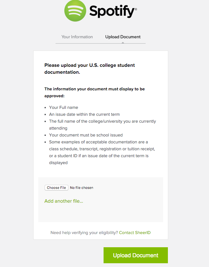 requirements for spotify student discount