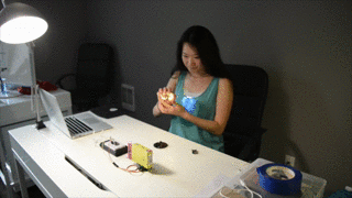 Me, having fun with internet connected servos, LEDs, and accelerometers