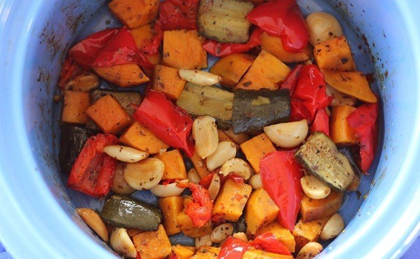 Making your vegetables in a slow cooker means you don't even need to stick around while it happens. Throw them on salads or a grain bowl, fry an egg to put on top, or serve them alongside some kind of meat or fish.