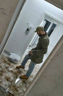 The bathrooms at the EAE refugee camp.