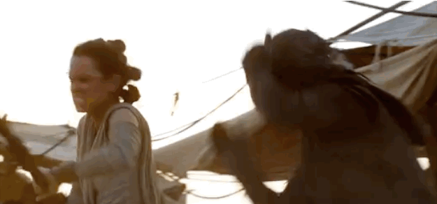 Rey's tech knowledge makes sense when you consider her scavenger-savvy ways, but she is ALSO skilled in a variety of forms of combat. Is that just because she is strong with the Force, or that she had to be skilled in fighting to survive on cutthroat Jakku...or is there more to it? Had someone trained her, and if so, WHO?