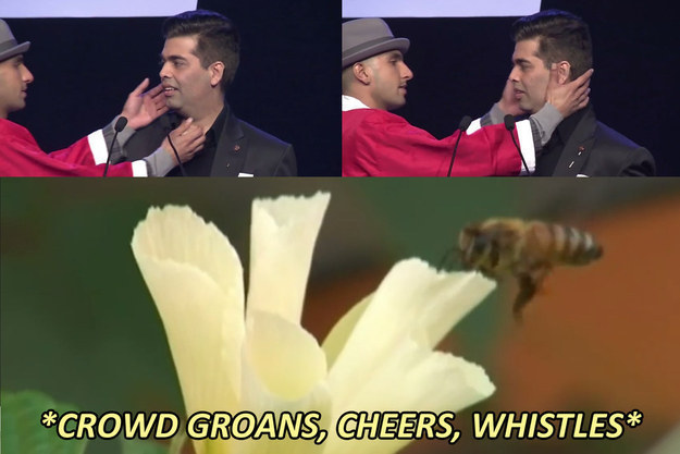 He literally went off-script and kissed Karan Johar square on the lips in front of 4000 people. #JustRanveerThings