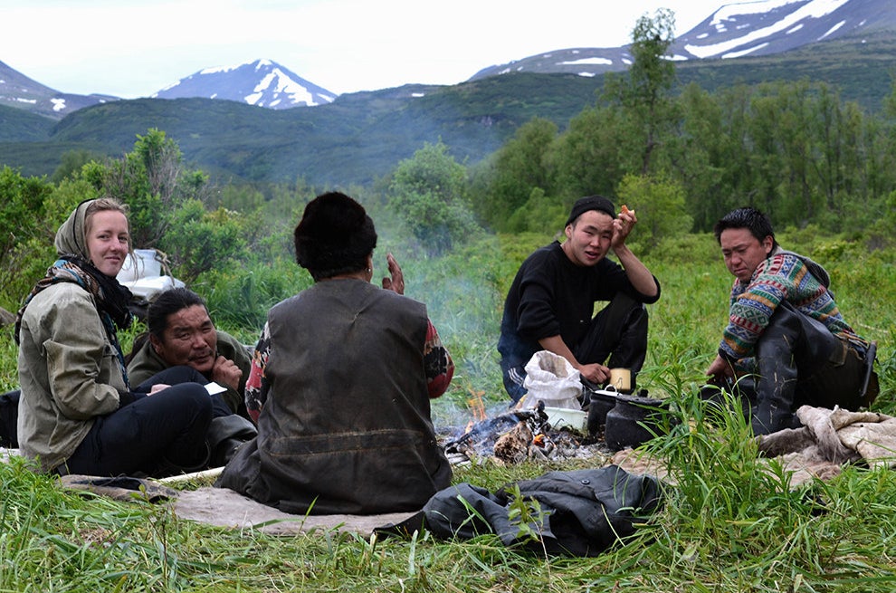 Aiva, Andrei, Lyuba, two other herders and Yegor, July 2014.