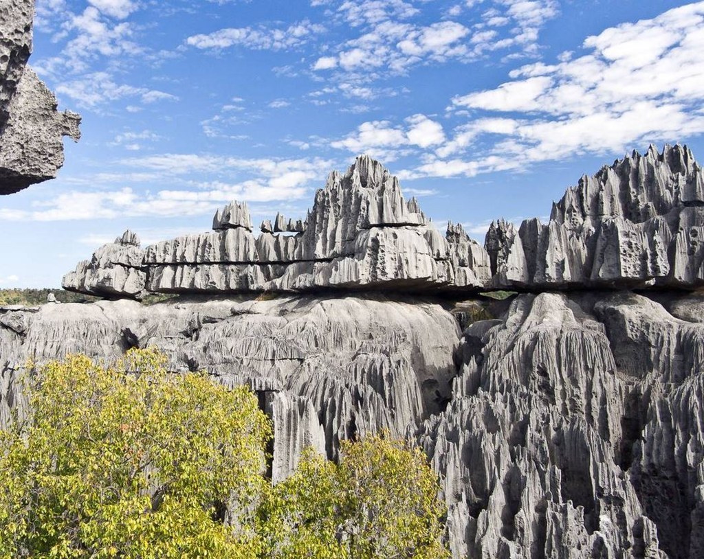 Also known as the "Stone Forest" or "Forest of Knives." The huge limestone pillars of this national park make it unfit for human habitation, but home to many different animals, including eleven species of lemur. If you come for a hike, make sure to bring thick boots: tsingy means "place where you cannot walk barefoot."