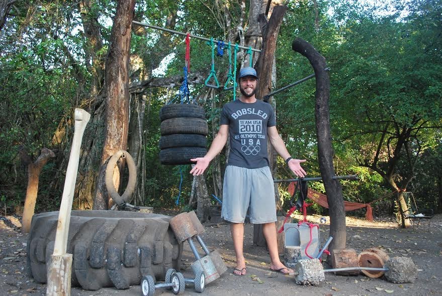 When lightning struck a tree in front of their house, Jon and Brianna decided to use the lumber, along with recycled materials, to build an outdoor gym for the local community. After two weeks, they had a workout area all set up, complete with a bench press, barbells, pull-up ropes, a large tractor tire for leg lifts, and an incline bench for abdominal workouts. The gym is a hit for local families and youths!What's better than hitting the gym? Actually making one!