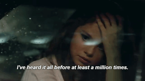 But Selena wants to hear nothing of his confessions of love. She knows better. Plus, Taylor's right there and would banish her from the squad if they got back together.