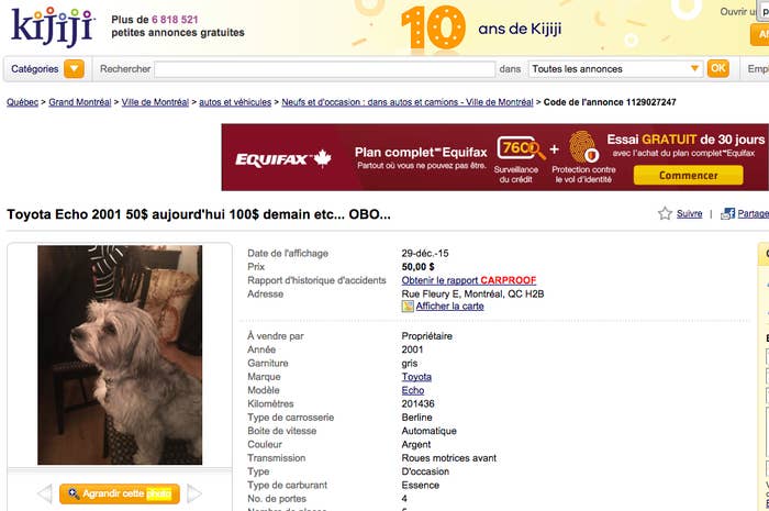 Someone Is Selling A Car For 50 In Montreal And The Ad Is Amazing
