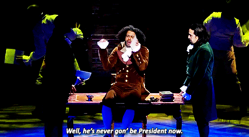 You tell me there's autotune on Broadway, and I slap you in the face like a soap opera star finding out that her boyfriend slept with her long lost twin sister. But... this is Hamilton, so of course it works. The only question I have, Alexander, why in the hell would you think Angelica was there for you? You cheated on her sister brah, she did NOT come here for you.