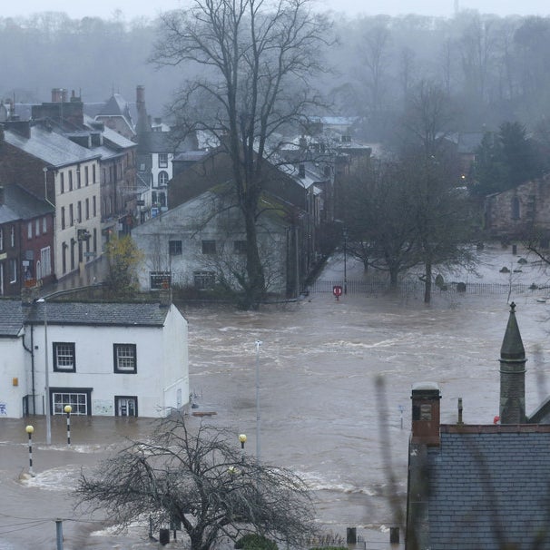 Flooded roads in Appleby in Cumbria