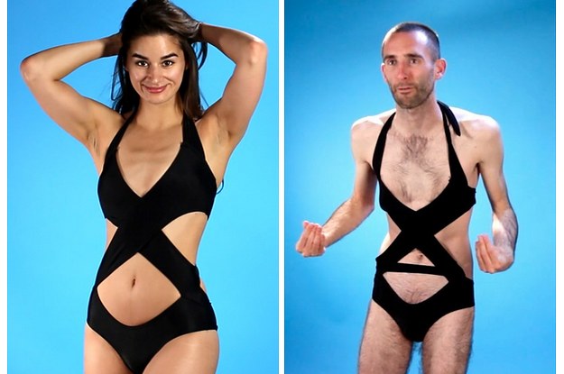 guy wearing womens swimsuit