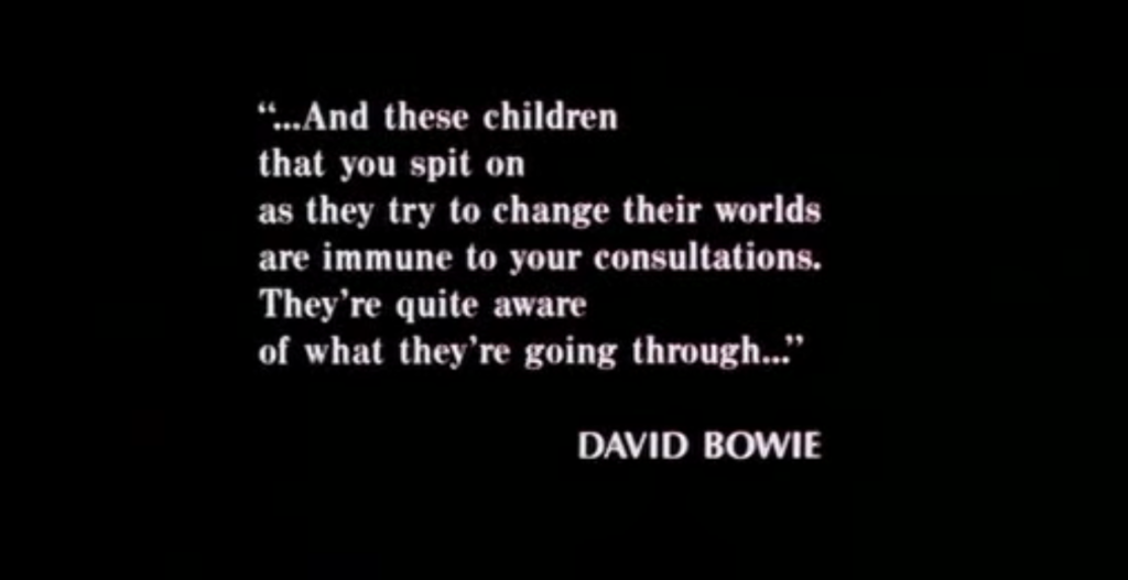 John Hughes a utilisé des paroles de la chanson Changes pour l'épigraphe d'ouverture de son film culte Breakfast Club. Le réalisateur a aussi utilisé la chanson Young Americans dans la bande originale de Seize bougies pour Sam (Sixteen Candles).