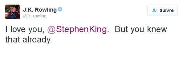 "I love you, Stephen King"