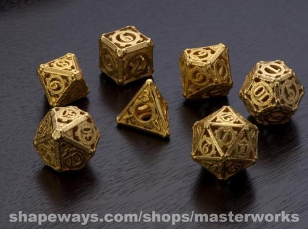 These steampunk dice are plated in 24K gold. Party on, Garth.Pay for these choice dice here, for $119.80