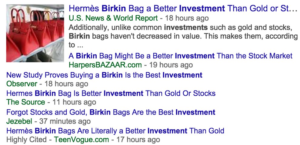 Gold and Stocks vs. Investment Bags