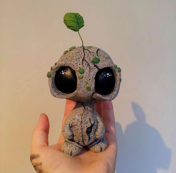 She makes trolls and "fuzzy" creatures out of clay. She sells them at her Etsy shop and this is one of my personal favorites!