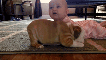 The ready for bed baby and pup!