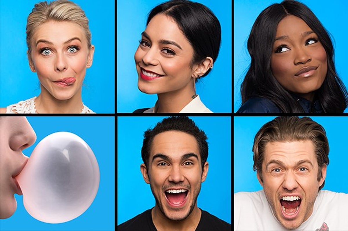 The Cast Of "Grease: Live!" Competes In A Bubblegum Blowing Competition