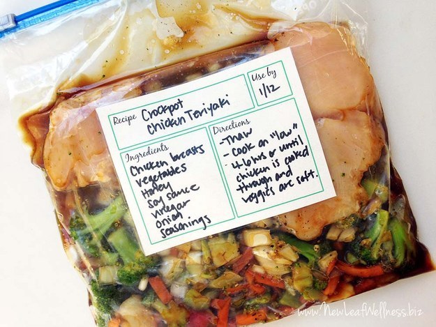 You can plan ahead by prepping entire meals and freezing them in a zip-top bag, so all you have to do is dump it all in and press start.