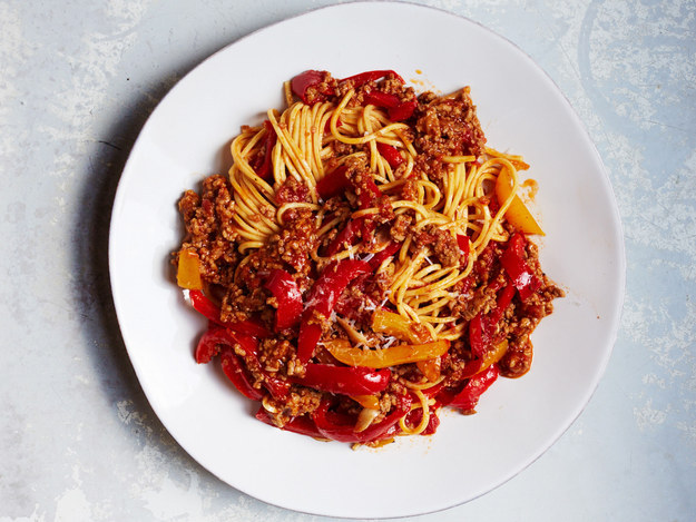 Spaghetti with Lamb-and-Sweet Pepper Ragù