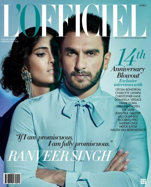 Don't forget to notice how Singh is rocking the gender-neutral clothing trend with that pussybow blouse. Role model for life.