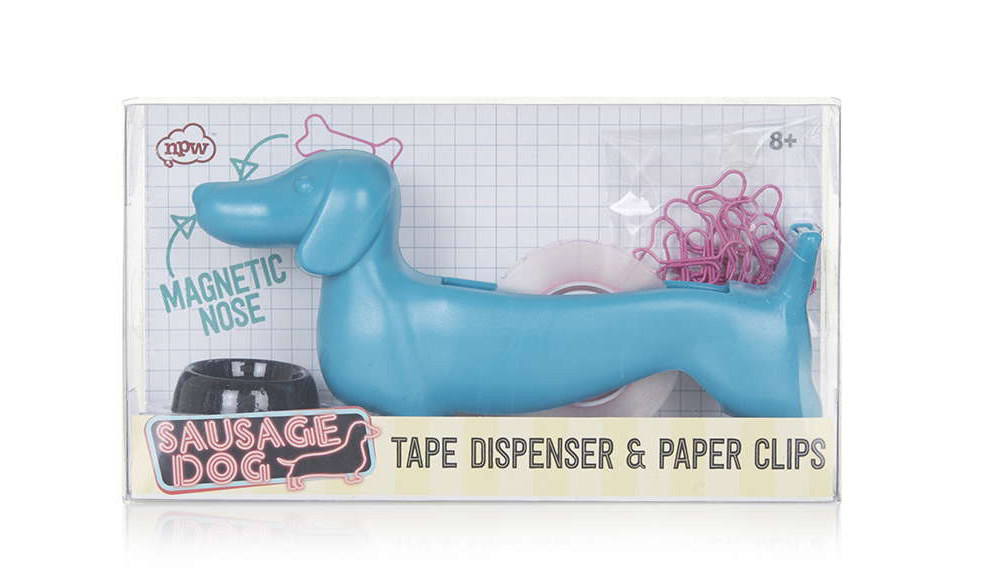 Sausage dog tape store dispenser