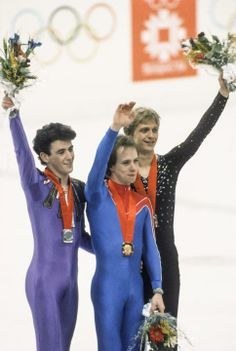 Scott Hamilton won his much-anticipated Gold medal at Sarajevo, albeit after popping numerous jumps in his long program. This perfectionist was visibly peeved at his own imperfect performance, and accepted his Gold with a smile, of course, but perhaps a less-toothy one than your typical Olympic champion. Sadly, the talented Hamilton has been lost to figure-skating history - unless you count his long professional career, the creation of "Stars on Ice," his job as a longtime NBC commentator, his decades-long status as the face of US figure skating, and his mind-boggling net-worth (considered the largest of any skater in history). Hamilton's enthusiasm for and encouragement of generations of skaters has taken the "edge" off what was once a more cut-throat sport, and his ability to emote with the skaters as they perform wins him, in my book, a Gold medal for commentating, and for being a generally awesome human being. If/when Johnny and Tara take his place at NBC, I don't believe figure skating will ever be the same.