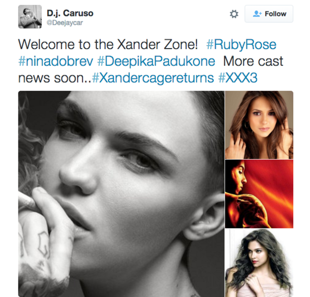 625px x 599px - Ruby Rose And Nina Dobrev Are Slated To Join Deepika Padukone In \