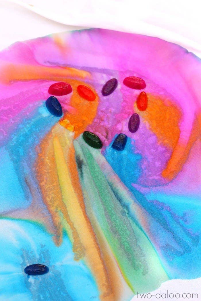 Play the Frozen soundtrack while you paint.Get the tutorial at Two Daloo.