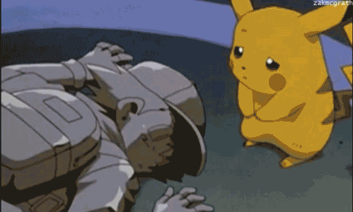 I think when I look back on my childhood, I start to get nostalgic about the first Pokémon movie. It was classic, it was fun, and it was also very depressing. My eyes gained enough experience to learn Water Gun after the scene where Ash turns to stone. Our hero tries to stop the legendary Psychic Pokémon, Mew and Mewtwo, from their epic battle. In the process, he gets turned into a rock and Pikachu runs over to help. To our dismay, he isn't responding and we, the audience, believe this is the end for Pokémon forever. Even Pikachu tries to revive him with electric shock attacks, but nothing. Then, all of the other Pokémon in the room start to stream tears that float to Ash's body after realizing the heroic action he displayed. Ash, from feeling the power of love, comes back to life! All of the sadness is gone and replaced by tears of joy. A moving, powerful moment in Pokémon history.