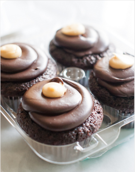 Dark Chocolate Peanut Butter Filled Cupcakes