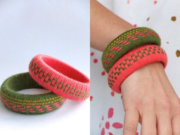 Dress up some bangles with some wrapping and stitching.