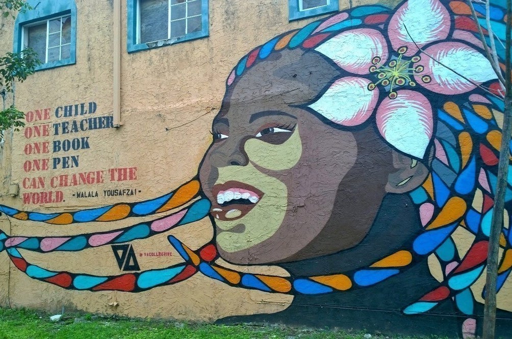 Mural of activist for female education and the youngest-ever Nobel Prize laureate Malala Yousafza by VA Collective at the Magnolia North Park, one of OLCDC’s community projects.
