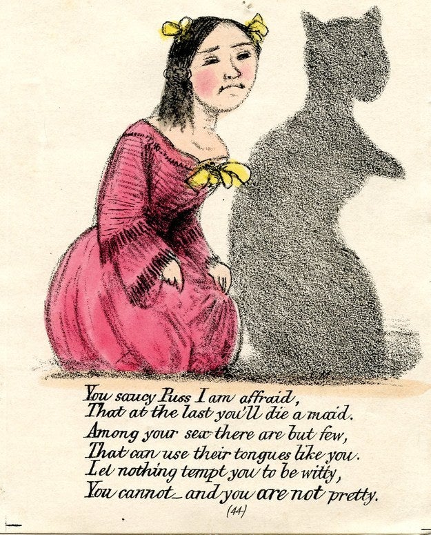 1. These cards are totally still relevant, right? For example, is your lady friend a "saucy puss"? Absolutely. Then this horrendous card is perfect for her: