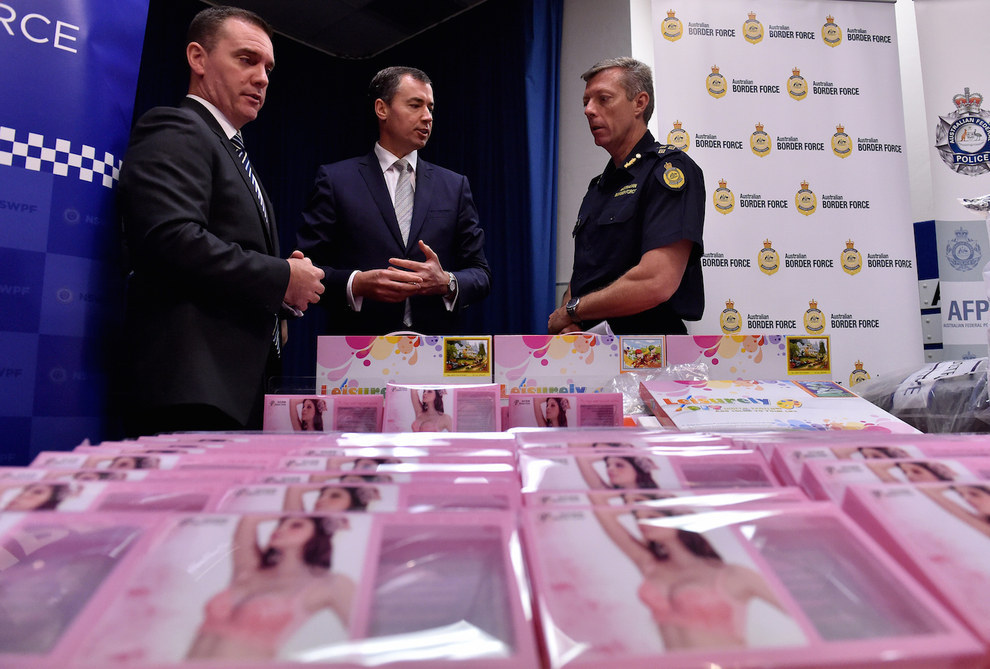 "This is the largest seizure of liquid methamphetamine in Australia's history and one of the largest drug seizures in our country's history," said Justice Minister Michael Keenan at the Sydney press conference, reported ITV News.