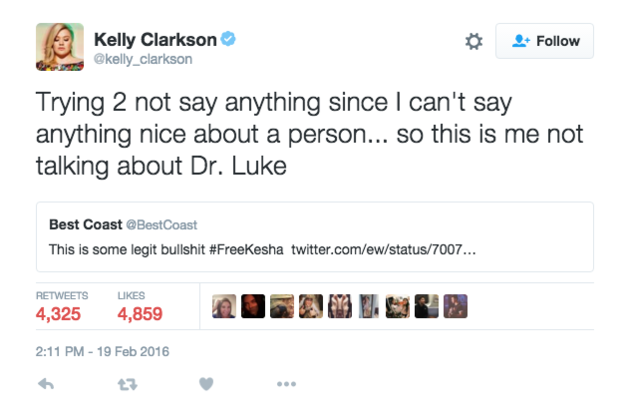 Singer Kelly Clarkson, who has worked extensively with Dr. Luke: