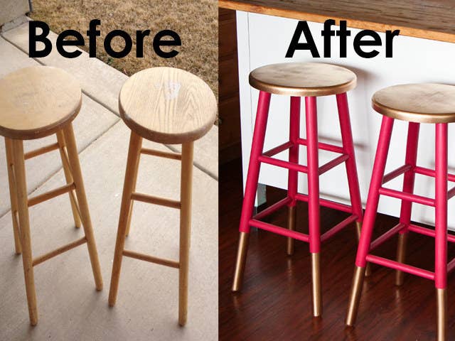 If you don't want to paint their entire piece, you can always accent parts with either spray paint or regular paint. When painting wooden furniture, make sure to 1) clean off any residue, 2) sand everything down, 3) prime it, 4) paint at least two coats with a foam roller, and 5) protect it. See more details here.