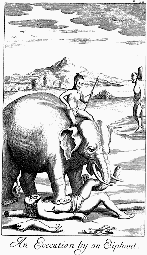 Aplastamiento por elefante, una ejecución que era bastante habitual.