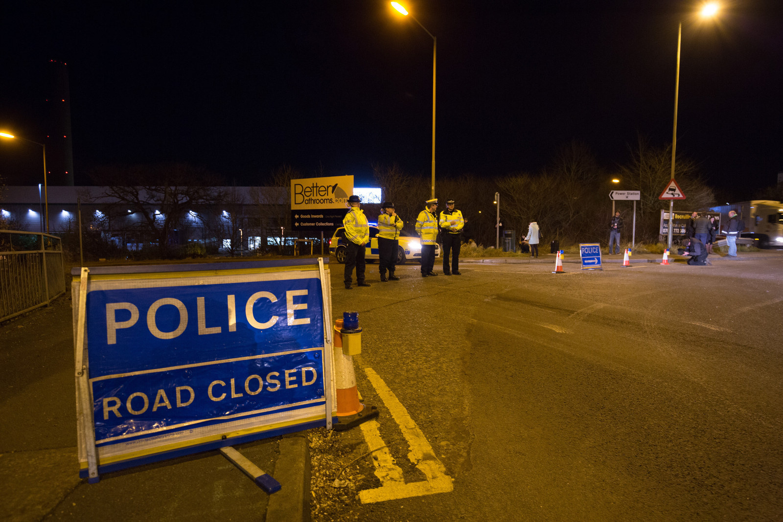 A police cordon outside the station in Didcot last night.