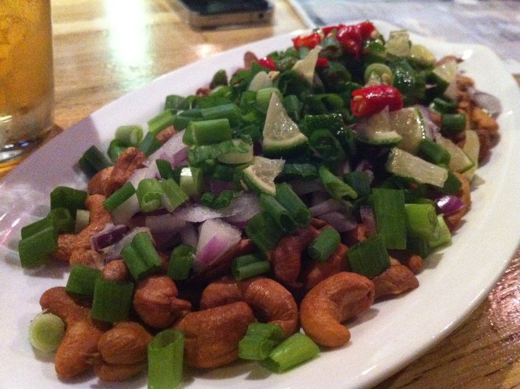 You'll rarely find pub nuts like these – toasted to a delicate brown, nestled amongst spring onions and shallots and studded with sharp chunks of kaffir lime, it's a colourful, playful dish to get things off to a zing. Watch out for the chilli – the Heron doesn't hold back on those.