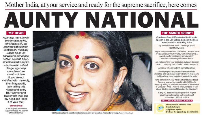 The Telegraph Is Being Called Sexist For Calling Smriti Irani Aunty National