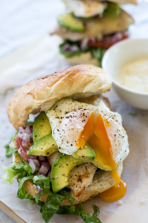 Grilled Chicken Burgers With Poached Eggs