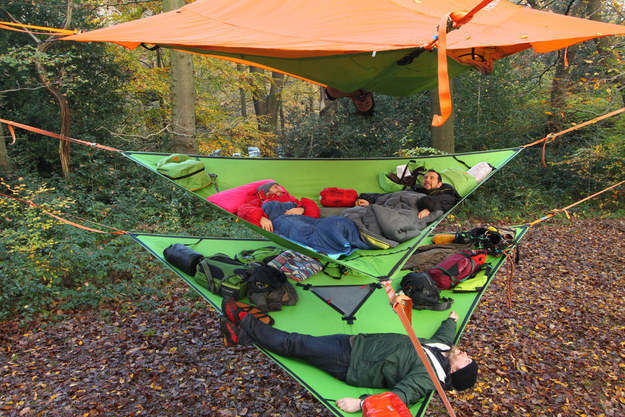 While you don’t have to stack the hammocks like this, it sure looks way cooler when you do. Leaving the top hammock to pee has never been more difficult! They also offer this in tent form for those looking for more coverage.