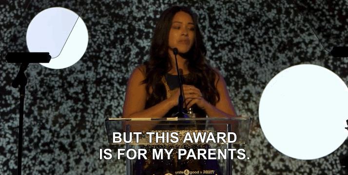 “Good is the food that I give my heart, and I thank my mom and dad for giving me that,” she said.
