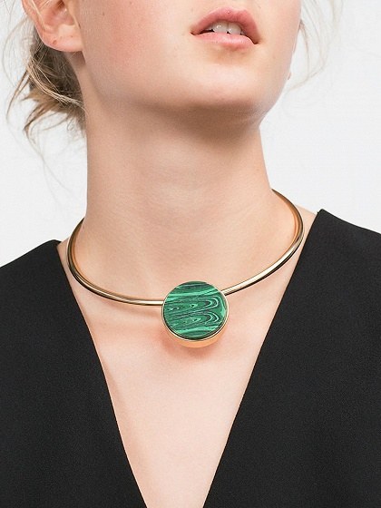 This faux-malachite choker that will set off any basic color.
