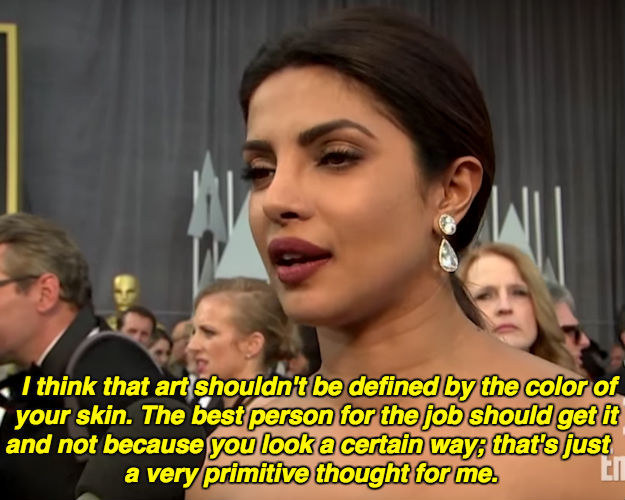 While speaking to People magazine on the red carpet, she addressed the #OscarsSoWhite controversy.