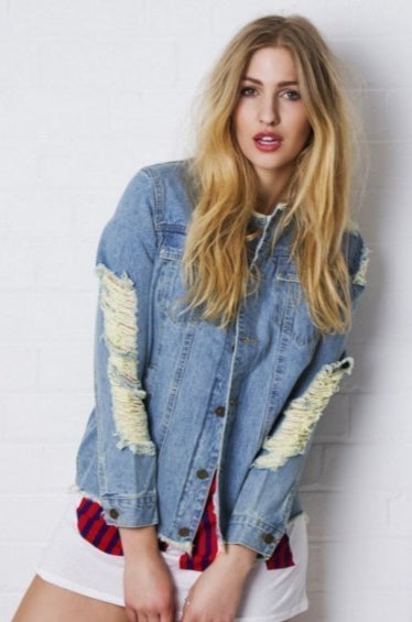 Liquor 'N' Poker McPherson Distressed Denim Trucker Jacket, £38.00