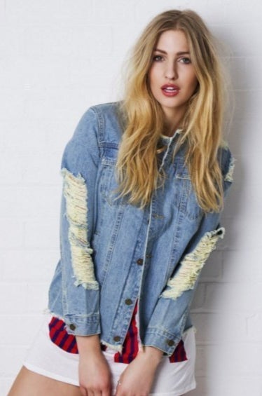 Liquor &#x27;N&#x27; Poker McPherson Distressed Denim Trucker Jacket, £38.00