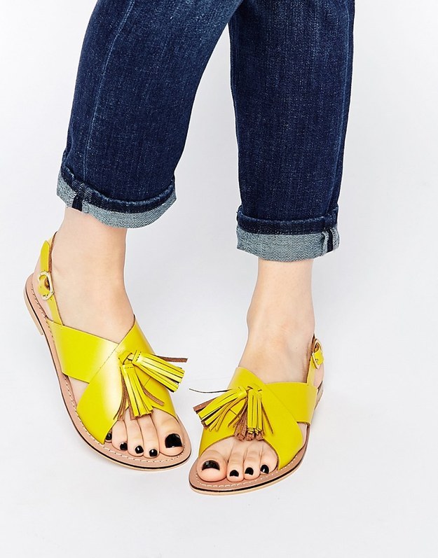 These spunky tasseled sandals for $38.00.