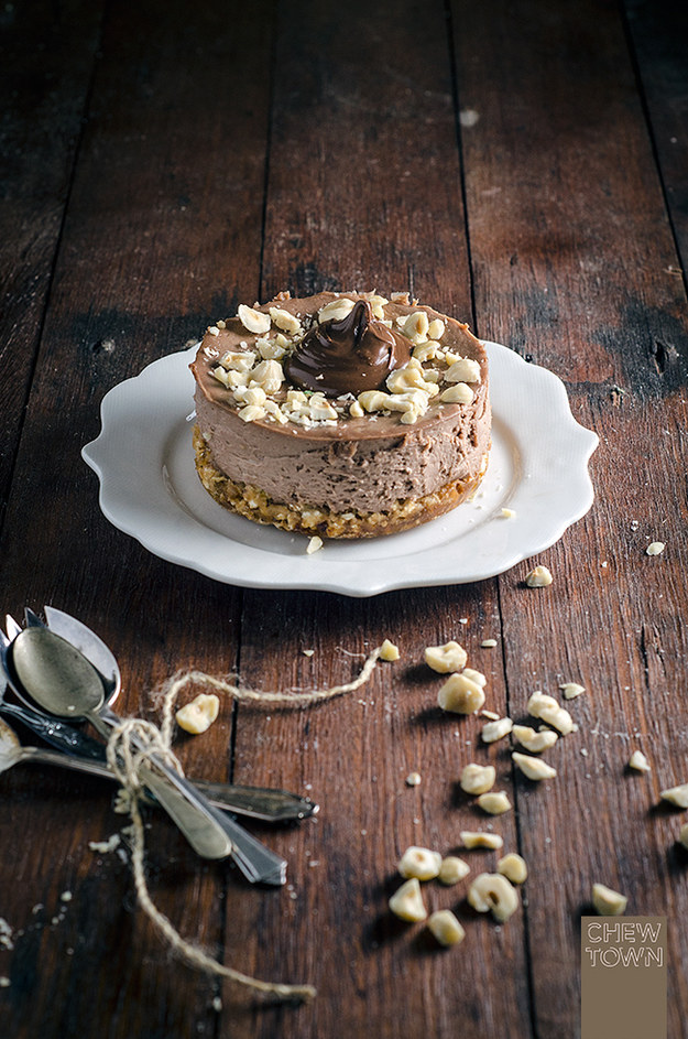 Nutella Cheesecakes with Salted Popcorn Crust