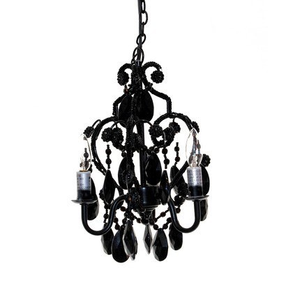 A mini black chandelier that's fancy goth.